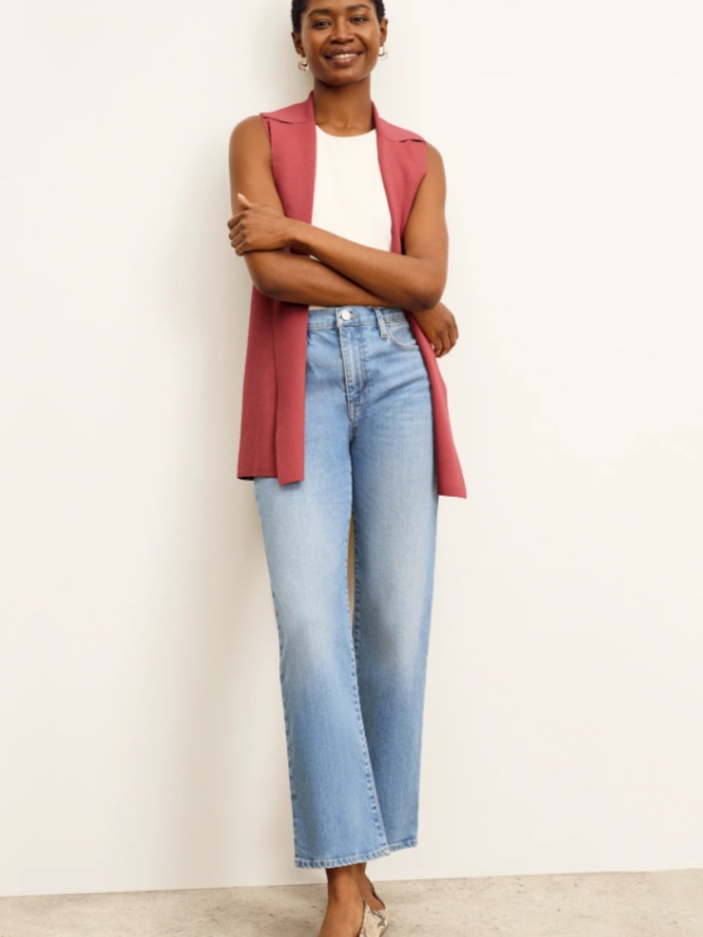 FRAME jane ankle blue wide leg cropped jeans clean girl minimalist classic chic